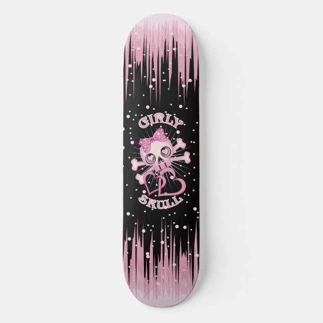 Girly Skull Skateboard (Vorderseite)