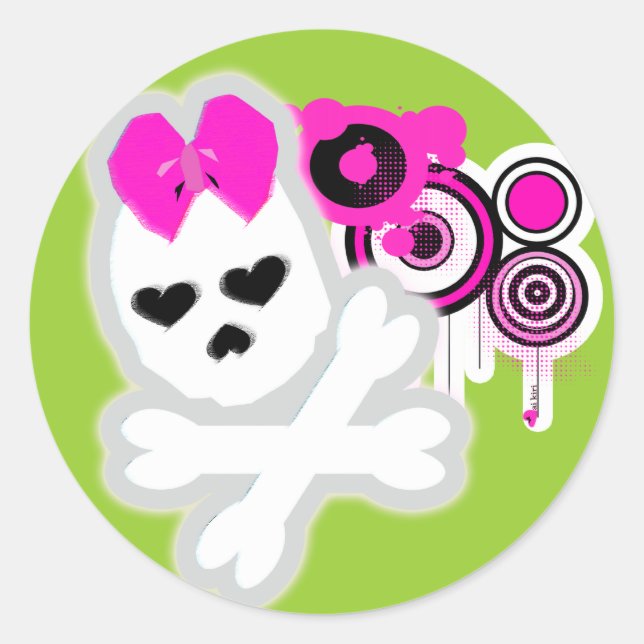 Girly SKull Sticker (Vorderseite)