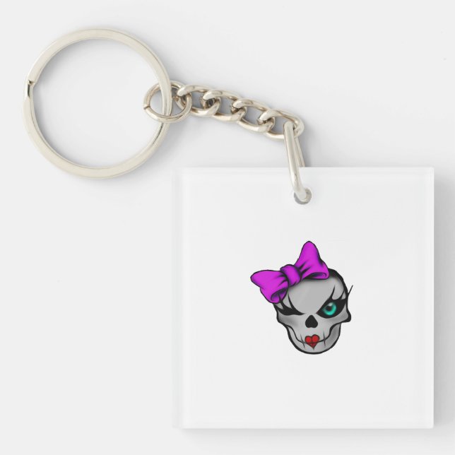 Girly Skully Schlüsselanhänger (Vorderseite)