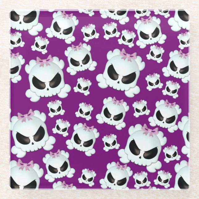 Girly Skullz Glasuntersetzer (Vorderseite)