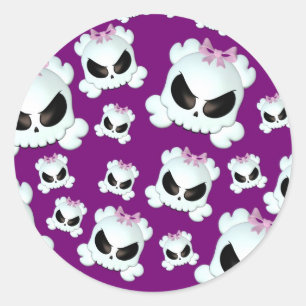 Girly Skullz Runder Aufkleber