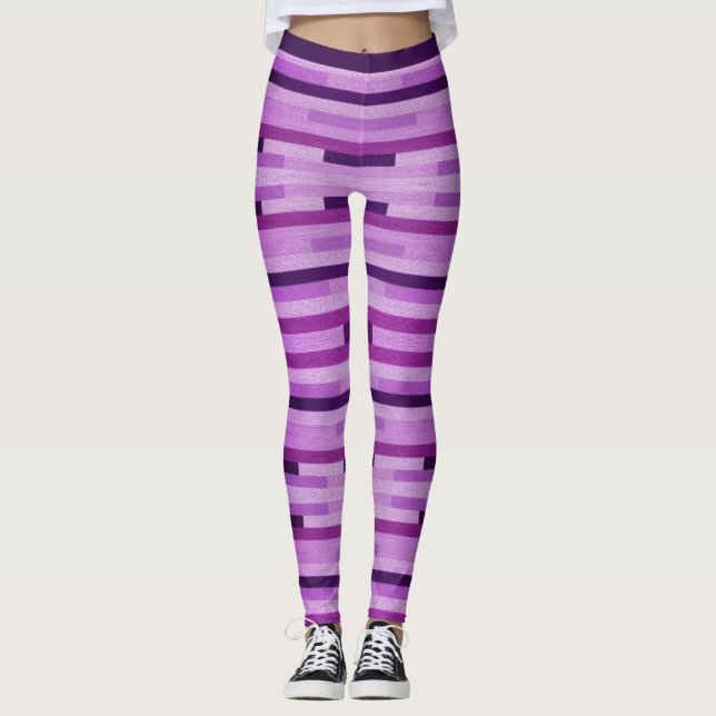 Girly Smart Lila Strippengewebe Leggings (Vorderseite)