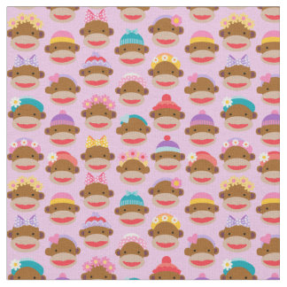 Girly Sock Affen Fabric, Pink Stoff