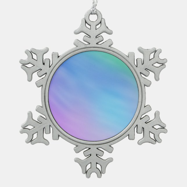 Girly Soft Rainbow Sky Schneeflocken Zinn-Ornament (Vorderseite)