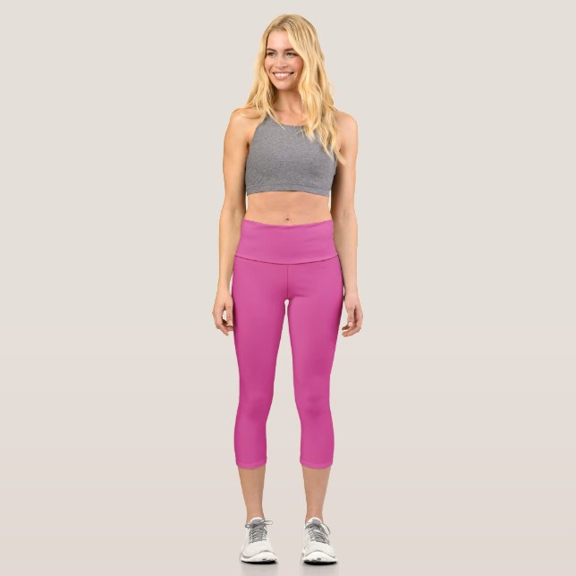 Girly Solid Minimalistisch Vibranry Mulberry Pink Capri Leggings (Vorderseite)