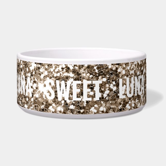 Girly Spark Glittery Sweet Luna Dog Name Haustier Napf (Links)
