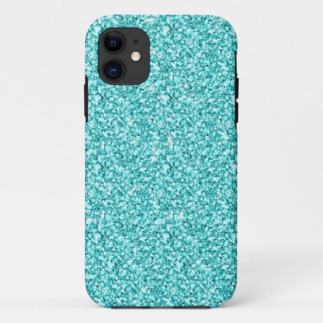 Girly, Spaß-Aqua-blauer Glitzer gedruckt Case-Mate iPhone Hülle (Rückseite)