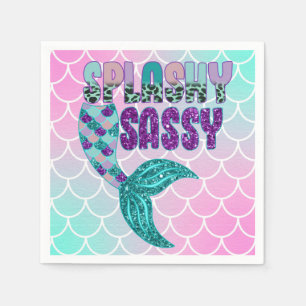 Girly Splashy Sassy Pink Lila Green Mermaid Schwan Serviette