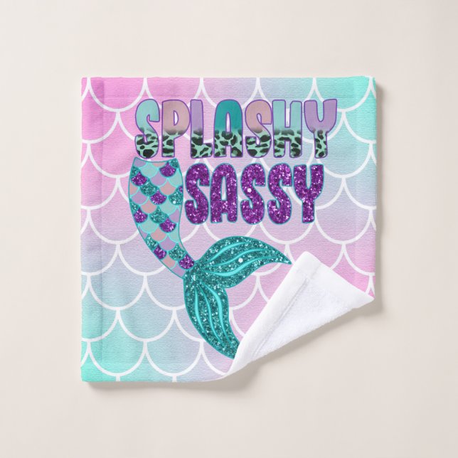 Girly Splashy Sassy Pink Lila Green Mermaid Schwan Waschlappen (Waschlappen)