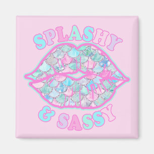 Girly Splashy & Sassy Pink Türkise Mermaid Kiss Magnet