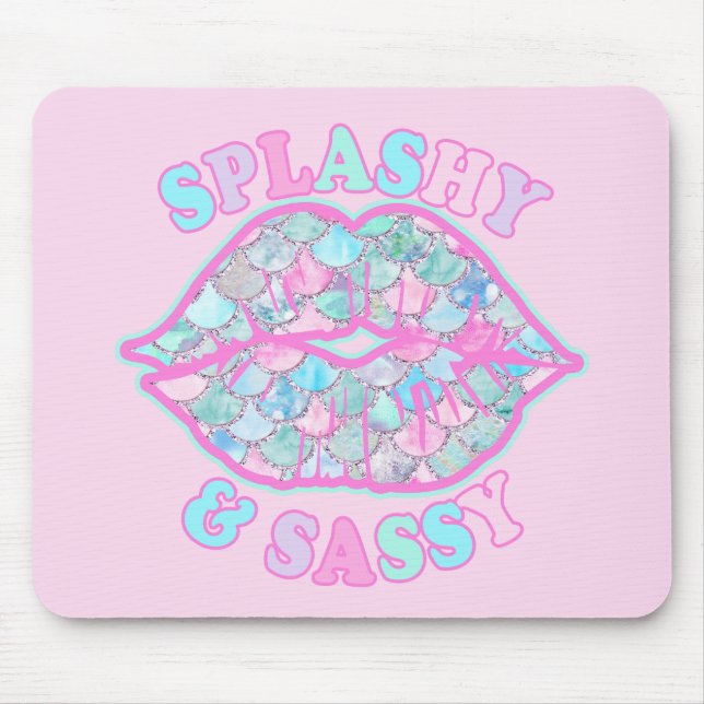 Girly Splashy & Sassy Pink Türkise Mermaid Kiss Mousepad (Vorne)