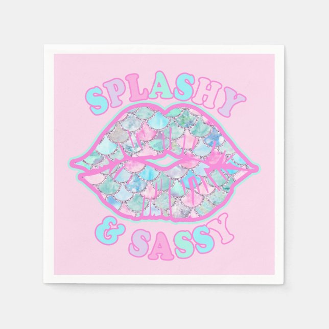 Girly Splashy & Sassy Pink Türkise Mermaid Kiss Serviette (Vorderseite)