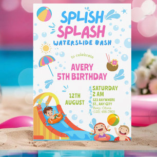 Girly Splish Splash Birthday Pool Party Geburtstag Einladung