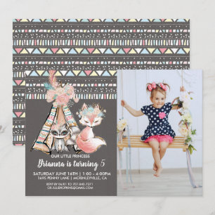 Girly Stammes- Boho Geburtstags-Party Einladung