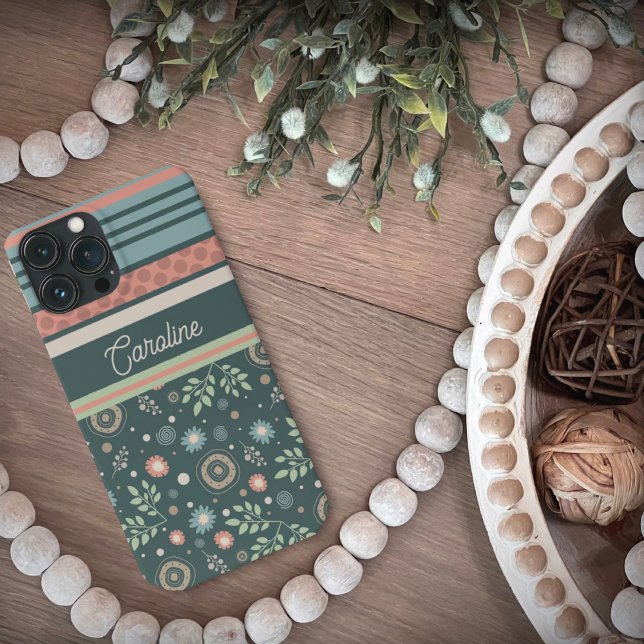 Girly Stripe floral Hübsch Moderne Trendy Case-Mate iPhone Hülle (Von Creator hochgeladen)