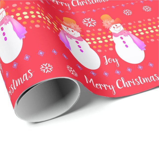 Girly Styled Snowman Designer Geschenkpapier (Rolleneckpunkt)