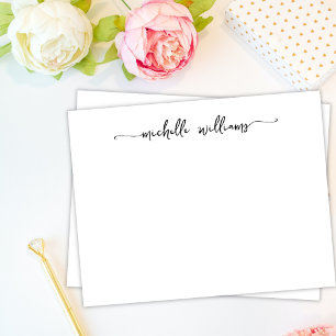 Girly Stylish Calligraphy Script Signature Black Mitteilungskarte