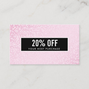 Girly Stylish Imitate Pink Sequin Black Coupon Car Visitenkarte