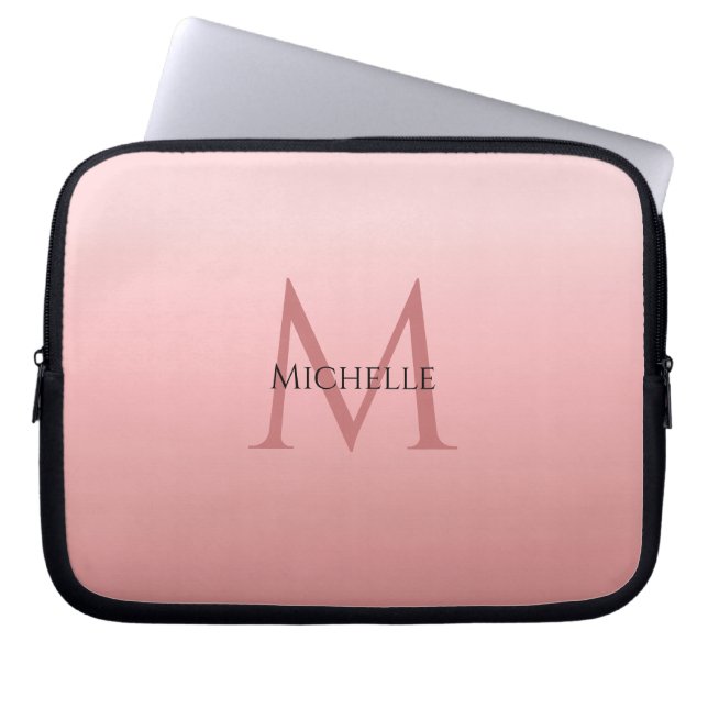 Girly Stylish modische Rose Gold Template Monogram Laptopschutzhülle (Vorderseite)