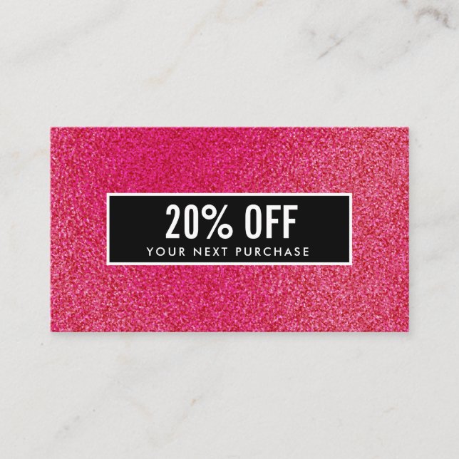 Girly Stylish Raspberry Glitzer Black Coupon Card Visitenkarte (Vorderseite)