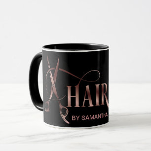 Girly Stylist Rose Goldtypografie Haarschere Tasse
