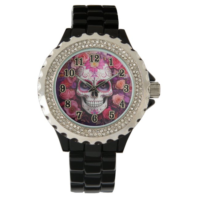 Girly Sugar Skull eWatch Armbanduhr (Vorderseite)
