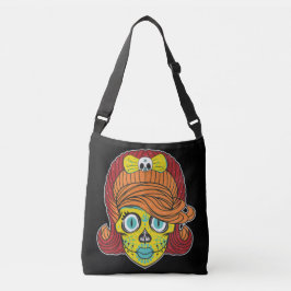 Girly Sugar Skull Illustration Art Tragetaschen Mit Langen Trägern