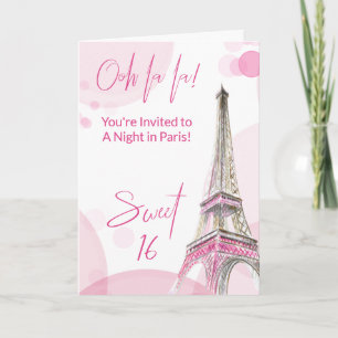 Girly Sweet 16 Pink White Paris Geburtstag Einladung