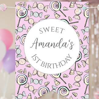 Girly Sweet Little One Candy Kindergeburtstag Wimpelkette
