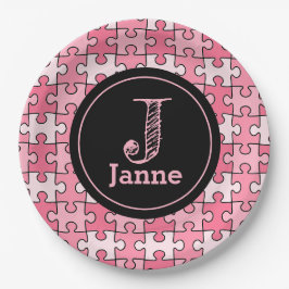 Girly Sweet Pink Black Puzzle Stücke Pappteller