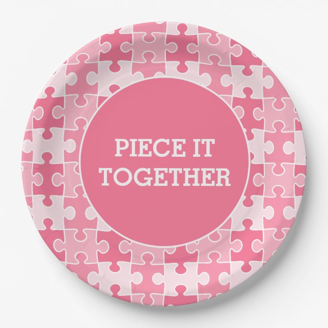 Girly Sweet Pink Piece it Together Puzzle Pappteller (Vorderseite)