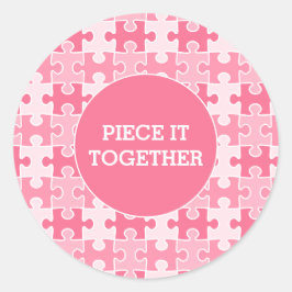 Girly Sweet Pink Piece it Together Puzzle Runder Aufkleber