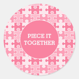 Girly Sweet Pink Piece it Together Puzzle Runder Aufkleber