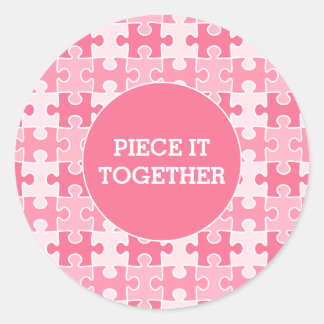 Girly Sweet Pink Piece it Together Puzzle Runder Aufkleber