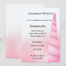 Girly Sweet Pink White Unicorn Geburtstag Einladung