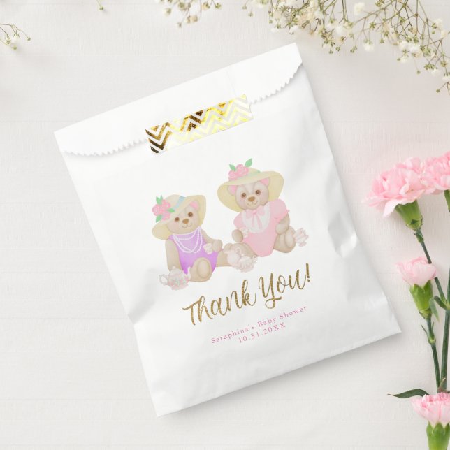 Girly Tea Party Bears Kinderdusche Danke Geschenktütchen (Versiegelt)