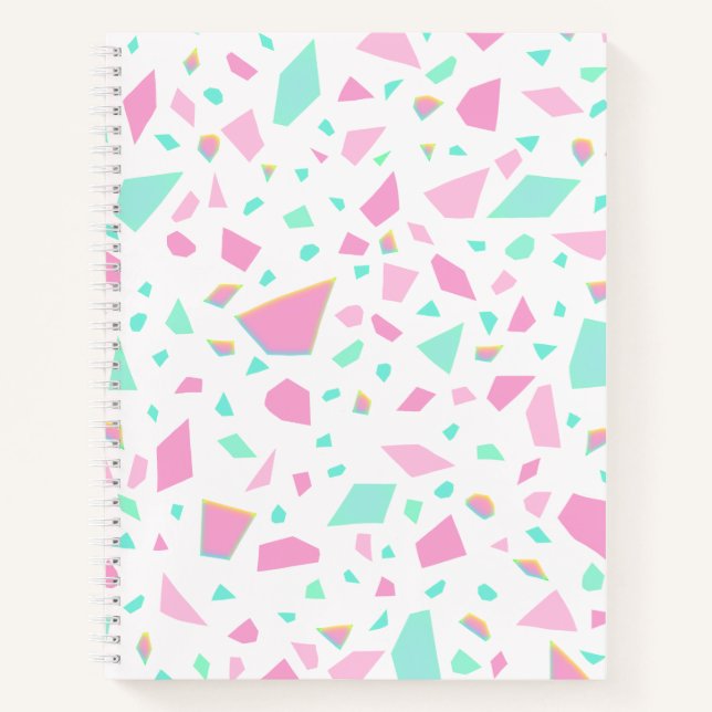 Girly Terrazzo Muster Rosa und Grün Notizbuch (Vorderseite)