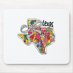 Girly Texas Staat Map Floral Coquette Bow 4. J Mousepad