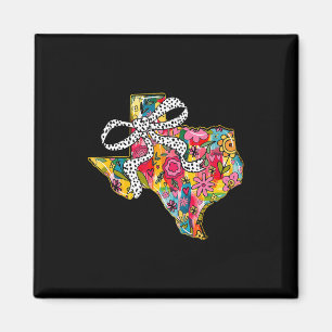 Girly Texas State Map Floral Coquette Bow 4. Juli Magnet