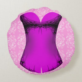Girly Time Corset Hot Pink Spidery Pinsel Polyest Rundes Kissen