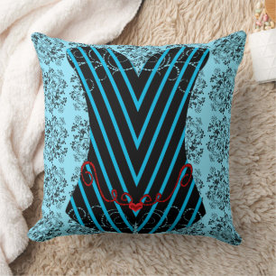 Girly Time Korsett Cyan geometrische Formen Kissen