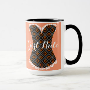 Girly Time Korsett Geometrisch Schwarz 0,44 l Ring Tasse