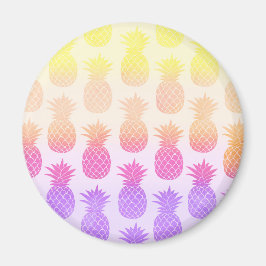 Girly Topical Rainbow Summer Pineapples Muster Magnet