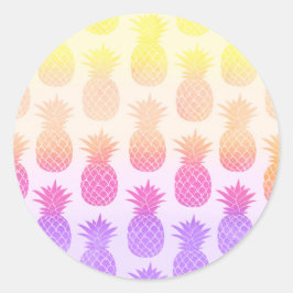 Girly Topical Rainbow Summer Pineapples Muster Runder Aufkleber