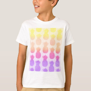 Girly Topical Rainbow Summer Pineapples Muster T-Shirt