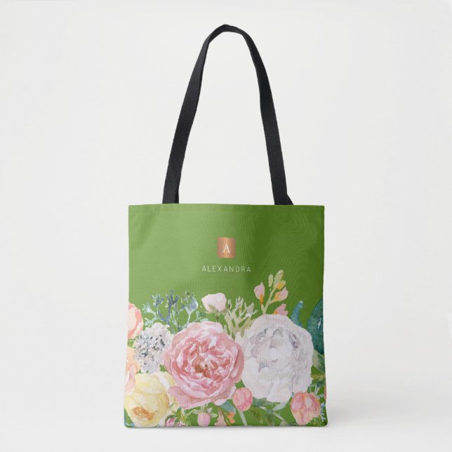 Girly trendy Aquarell floral Monogram (Vorderseite)