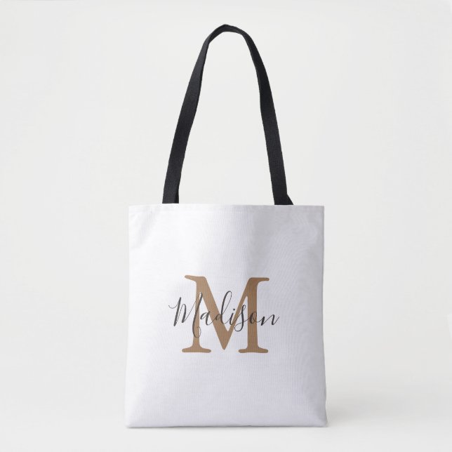 Girly Trendy Brown Gold Monogram (Vorderseite)