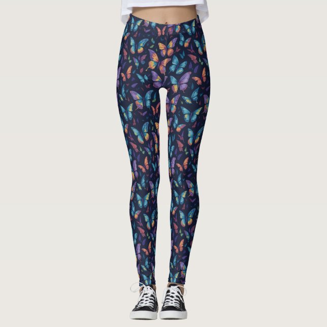 Girly Trendy Colorful Butterfly Insektenmuster Leggings (Vorderseite)