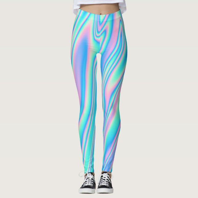Girly Trendy Holographic Texture Leggings (Vorderseite)