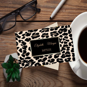 Girly Trendy Modern Elegant, Leopard Print, Frame Visitenkarte